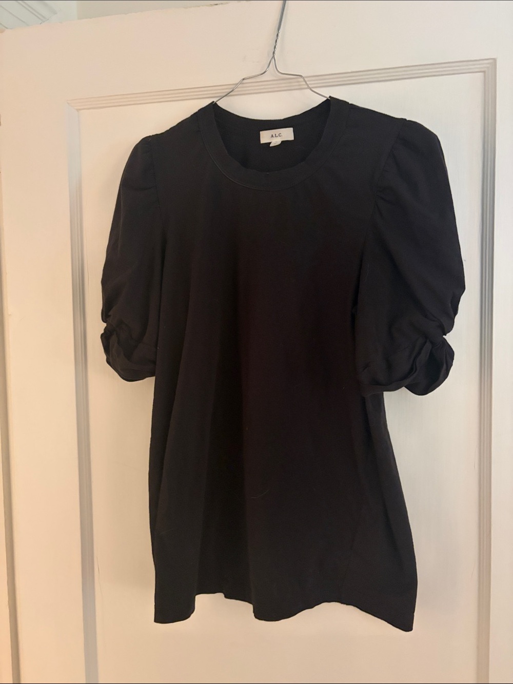 A.L.C. Black Puff Sleeve Tee - Short Sleeve Women's Top